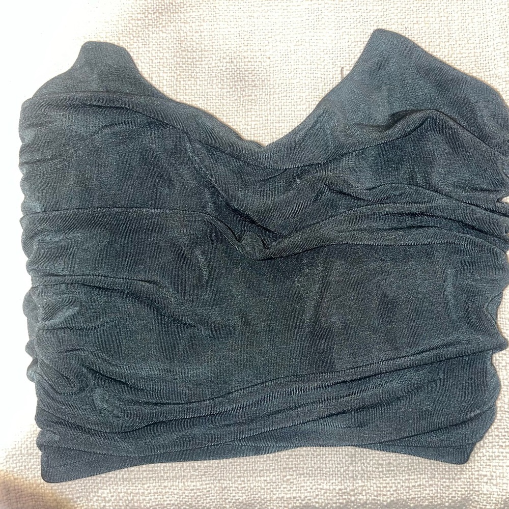 Rumours Dark Green Zip Up Corset Top